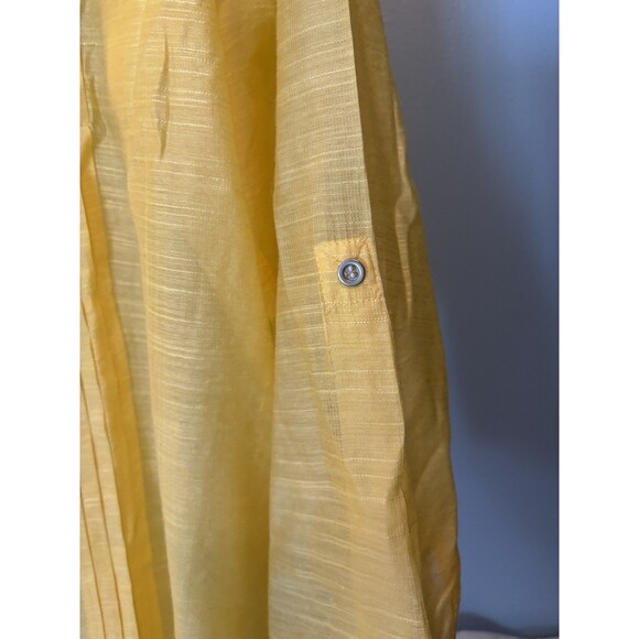 Chico's Women's Semi Sheer Button Front Top Shirt Roll Tab Sleeve Yellow Sz 3/L - Picture 3 of 9